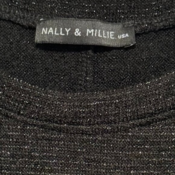 Nally & Millie Black Metallic Swing Tank Cardigan Set - Size Large/XLarge - Picture 7 of 10